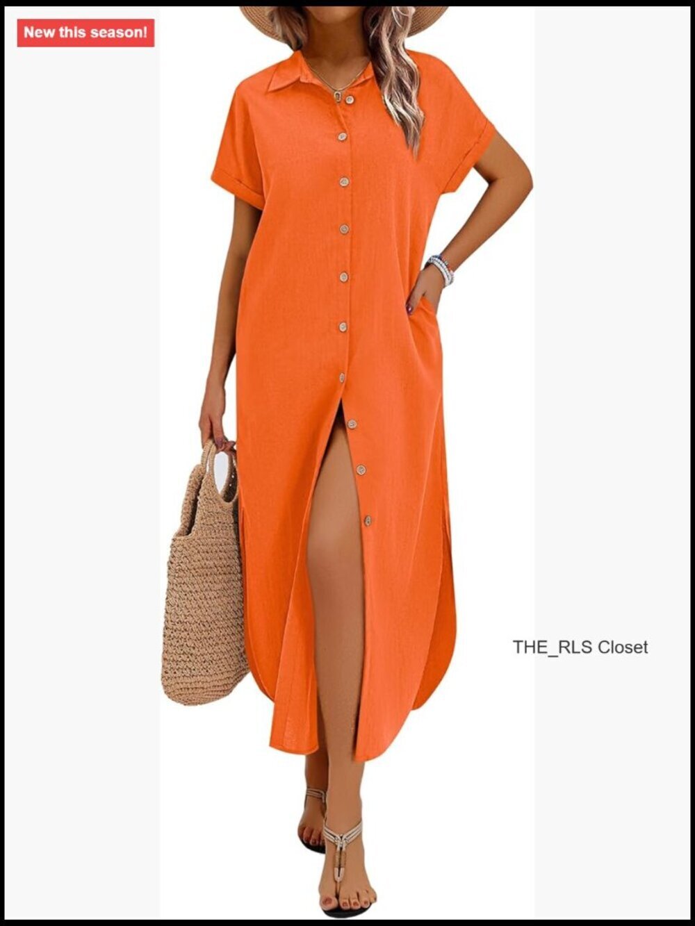 Viscose Blend Casual Maxi Shirt Dress with Pockets